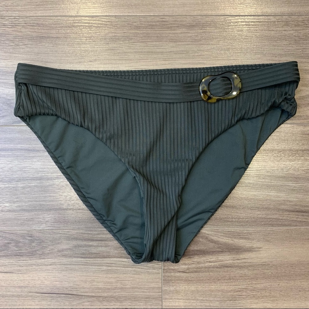 ☀️ 3/$15 JETS Ribbed Belted Bikini Bottoms in Dark Green